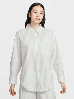 Nike - Sportswear Chill Poplin Women's Oversized Woven Long-Sleeve Striped Top