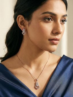 Saraf RS Jewellery - Gold Toned Ad Zircon Studded Delicate Minimal Floral Jewellery Set