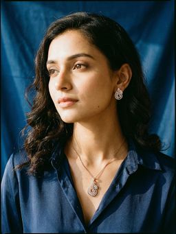 Saraf RS Jewellery - Gold Plated Ad Zircon Studded Leafy Minimal Jewellery Set