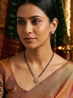 Saraf RS Jewellery - Gold Toned Ad Zircon Studded Minimal Elegant Mangalsutra Jewellery Set