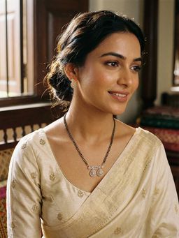 Saraf RS Jewellery - Gold Toned Ad Zircon Studded Minimal Drop Mangalsutra Jewellery Set