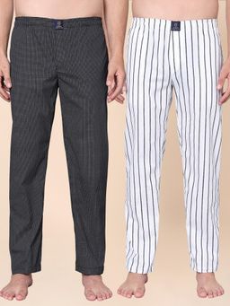 Urban Scottish - Men Monochrome Striped Lounge Pants (Pack Of 2)