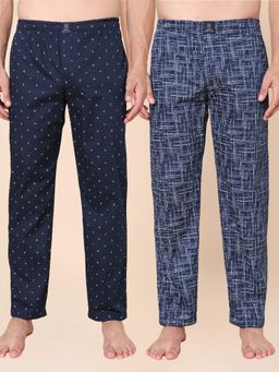 Urban Scottish - Men Blue Cotton Printed Lounge Pants (Pack Of 2)