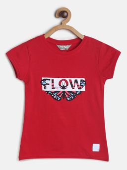 Tales & Stories - Red Printed Cotton T-Shirt For Girls