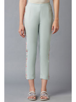 W - Blue Solid Slim Pants