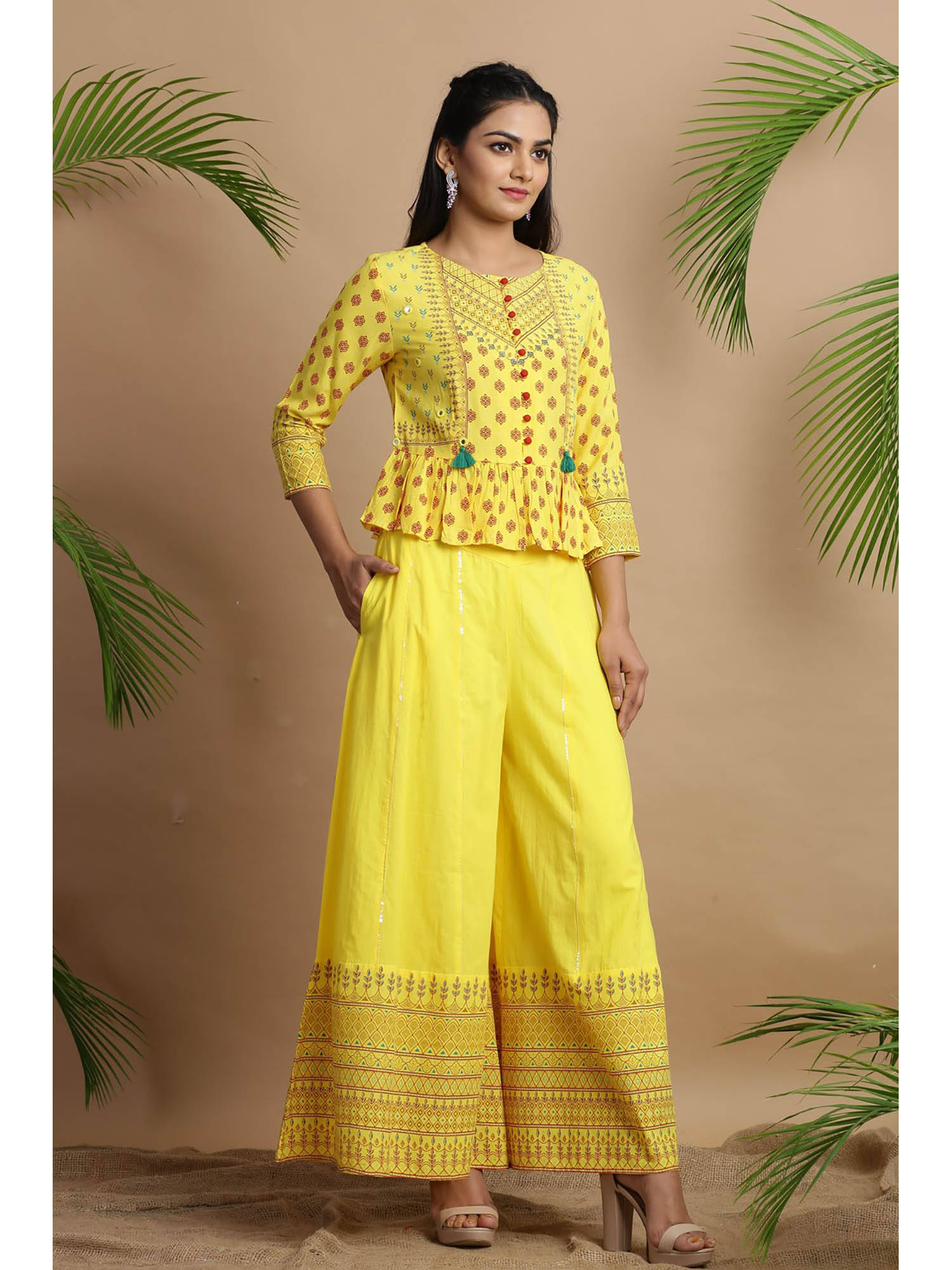 Buy Juniper Yellow Cambric Printed 