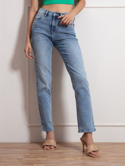 Twenty Dresses by Nykaa Fashion - Blue Solid Straight Jeans