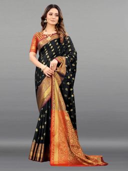 Yavira Silk - Black Ethnic Wear Silk Traditional Saree with Unstitched Blouse