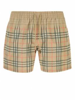 Burberry - Beige Check Swim Shorts
