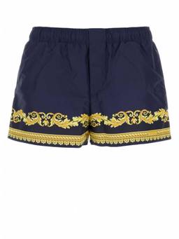 Versace - Navy Blue Printed Swim Shorts
