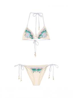 Zimmermann - Beige Floral Bikini Top & Bikini Bottom