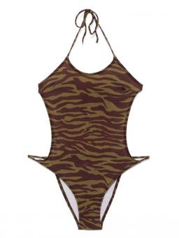 THE ATTICO - Olive zebra print Swimsuit