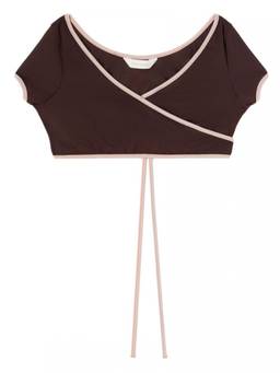 Palm Angels - Brown Contrasting Border Bikini Top