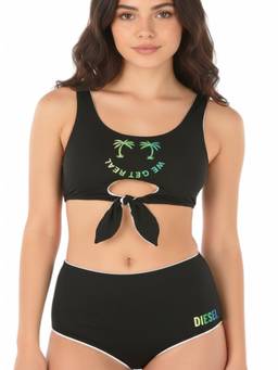 Diesel - Black Graphic Bikini Top & Bikini Bottom