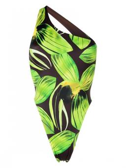 Louisa Ballou - Green One-shoulder Swimsuit