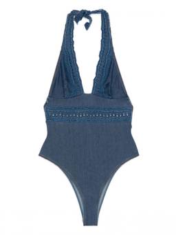 Ermanno Scervino - Blue Lace-Detail Swimsuit
