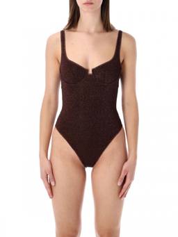 Oseree - Brown Textured Swimsuit