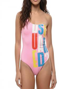 Dsquared2 - Pink Logo One Shoulder Swimsuit