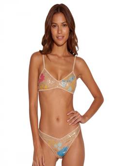 Dsquared2 - Beige Embellished Bikini Top & Bikini Bottom