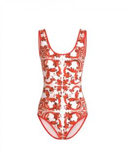 Dolce&Gabbana - Orange Printed Swimsuit