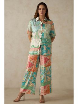 Virgio - Women Polyester Collar Neck Abstract Multi-Color Shirt