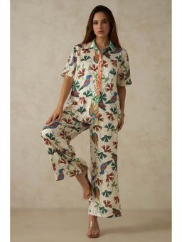 Virgio - Women Polyester Collar Neck Abstract Multi-Color Shirt