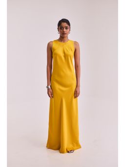 Urban Suburban - Yellow Satin Solid Maxi Dress