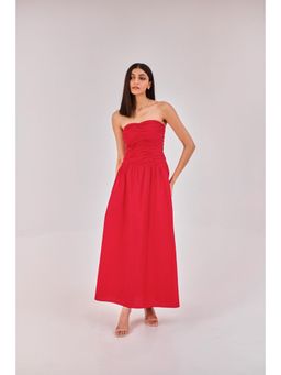 Urban Suburban - Red Strapless Solid Dress