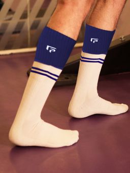 Footprints - Bamboo Full Length Compression Sports Socks for Unisex Blue
