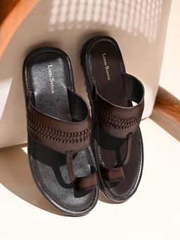 Louis Stitch - Brown Kolhapuri Style Lightweight Toe Ring Leather Sandals