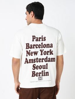 R&B - Men Cotton Ivory Crew Neck Typography Oversized Half Sleeves Polo T-shirt