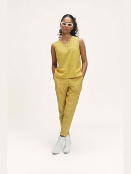 TERRA LUNA - Vesta Yellow Hand Block Printed Top