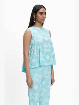 TERRA LUNA - Barbe Blue Hand Block Printed Top