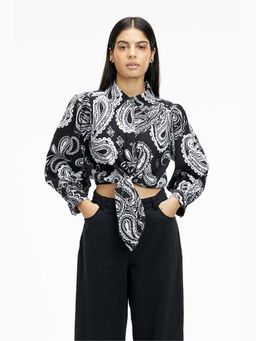 TERRA LUNA - Nitsa Black khadi Noir Paisley Top
