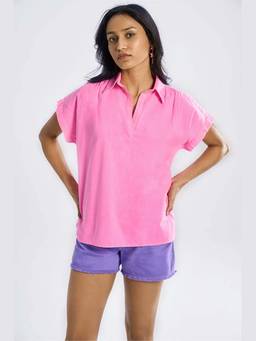 TERRA LUNA - Elba Pink Khadi Plain Top