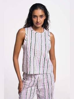 TERRA LUNA - Diav Multi Colored Khadi Stripe Top
