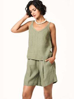 TERRA LUNA - Leah Linen Olive Top