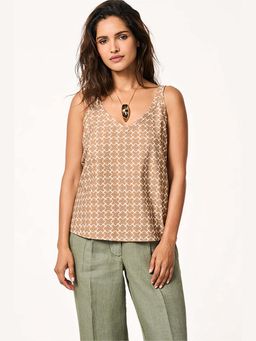 TERRA LUNA - Leah Monogram Brown Printed Top