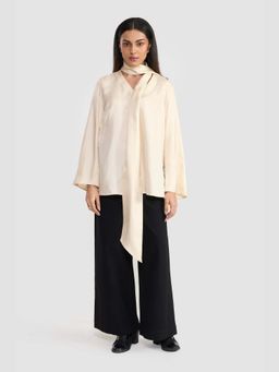 Perona - Women Ivory Top With Drape