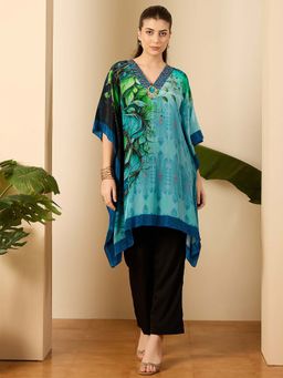 First Resort by Ramola Bachchan - Women Viscose Crepe Printed Blue Top