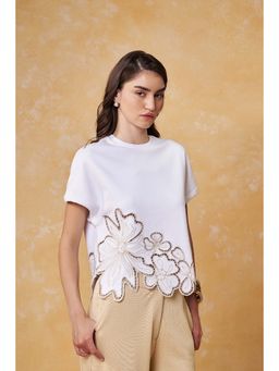 Muvazo - Ivory Applique Embroidered Top
