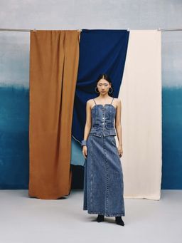 quietBold - Artisan Denim Solid Shoulder Straps Top