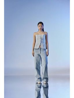 quietBold - Halo Blue Strapless Top