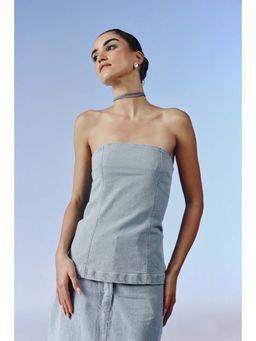 quietBold - Mist Blue Strapless Top