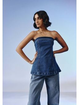 quietBold - Runway Blue Strapless Top