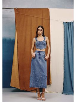 quietBold - Sable Denim Square Neck Bustier