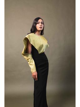 Sainy Garg Couture - Aurelia Cape Green Top