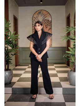 Sainy Garg Couture - Black Artisan Edge Top
