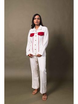 Sainy Garg Couture - Crimson Poise White Top