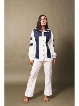 Sainy Garg Couture - Indigo Poise White Top
